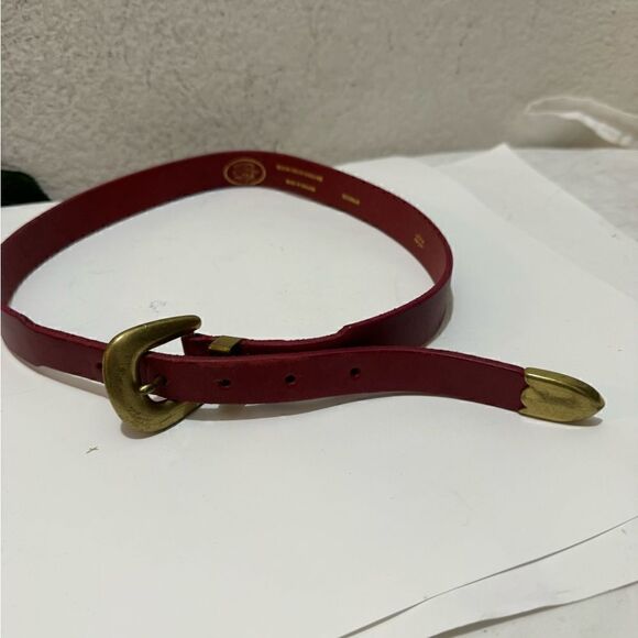 Laura Ashley Red Leather Belt Boho 28/70 VTG Made in England - Picture 1 of 7